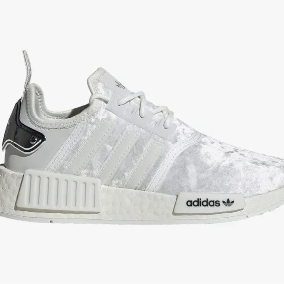 NEW! Adidas Women's NMD_R1 Crystal White Silver Metallic Running Shoes Size 8 - Picture 1 of 9